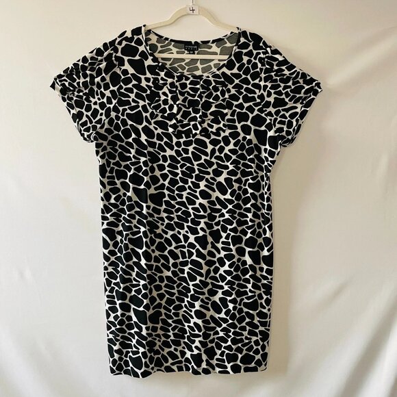 En Focus Studio Womens Black & White Giraffe Print Modern Shift Dress Size 18W - Picture 1 of 9